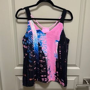 Alice & Trixie Black/Pink/Blue 100% Silk Top